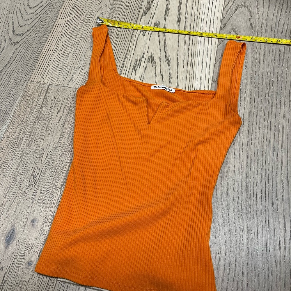 Vibrant Orange Sleeveless Fitted Ribbed Tank Top